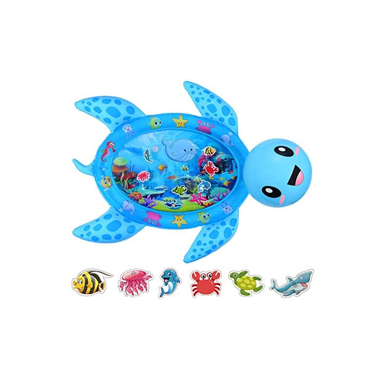 MAGIFIRE Playtime Baby Tummy Time Playmat: Friendly Blue Sea Turtle, Inflatable Water Play Mat for Infants 3 to 12…