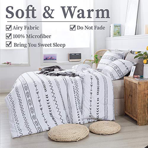 Litanika White Boho Comforter Full(79x90lnch), 3 Pieces(1 Bohemian