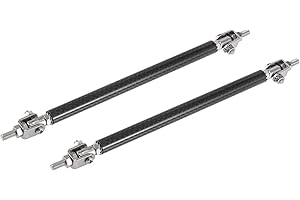 PARSLUCK 2pcs 9"-11" Car Adjustable Front Bumper Lip Splitter Strut Tie Rod Bar Black Carbon Fiber Pattern Stable