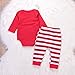 Xmas Newborn Baby Boy Girl 2PCS Christmas Deer Striped Jumpsuit Costume Outfits (0-3M, Red)