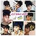 LEOSA Afro Puff Drawstring Ponytail Bun with Bangs Synthetic Short Kinky Curly Ponytail Updo Hair Extensions with Two Clips Natural Looking Curly Women