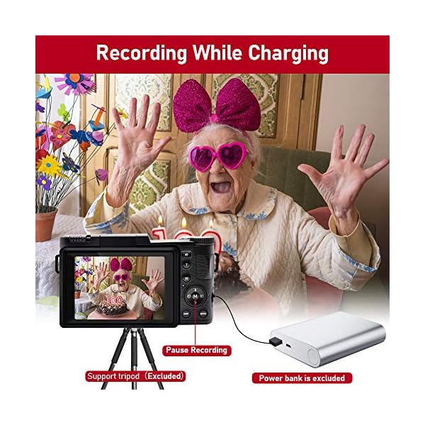 LINNSE Digitalkamera 30MP 2.7K Full HD Kompaktkamera mit Flip Screen Fotoapparat Digitalkamera mit 32 GB SD-Karte und 2… – Bild 4
