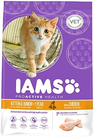 Iams Kitten and Junior Dry Cat Food with Chicken, 700g