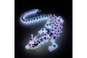 SGYYSG 3D Printed Cherry Blossom Crystal Dragon, 12 Inch Articulated & Magical Movable Dragon Model - Perfect for Display, Collection, and Unique Gift (Noctilucent Blue)