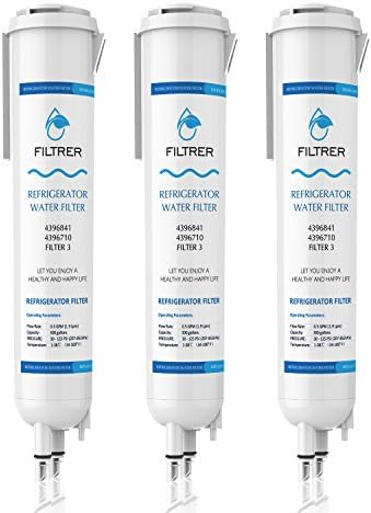 Refrigerator Water Filter for Whirlpool 4396841 4396710 EDR3RX1 Filter 3 WF2CB and Kenmore 9030 by Perfilter(White, 3packs)