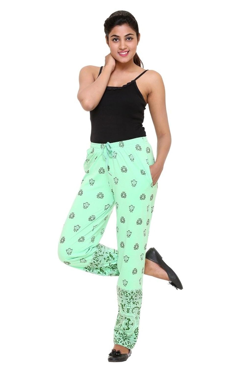 women's cotton blended printed lounge wear - track pants