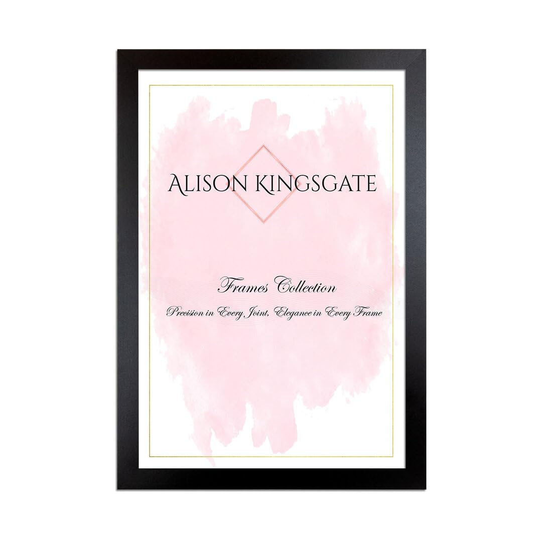 Alison Kingsgate Sleek A3 Picture Frame - Engineered Wood with Shatterproof Perspex Front -Perfect for Photos, Posters, Certificates -Suitable for Wall Mount or Tabletop Display - Black-