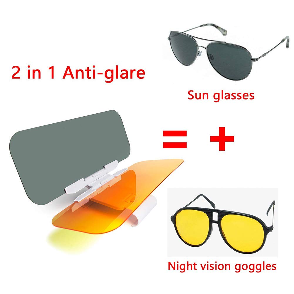 Yanztech Upgrade Car Sun Visor, Auto Windshield Anti-Glare Tac Visor, 2 in 1 Anti-Dazzle Day and Night Sun Visor Extender Mirror Vision, HD Sun Visor Protector for Car Windshield