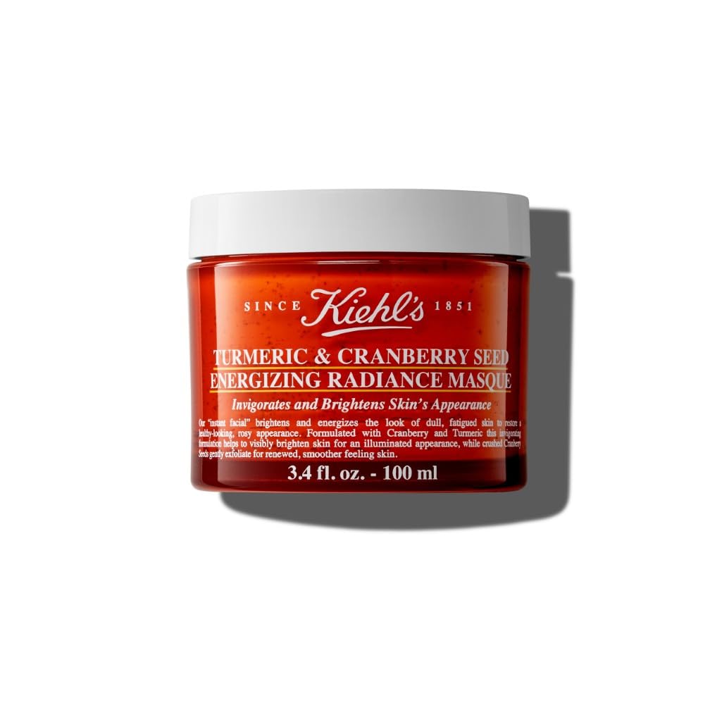 Kiehl's Turmeric & Cranberry Seed Energizing Radiance Face Mask, Brightening Facial Mask, Gently Exfoliates, All Skin Types, 100Ml
