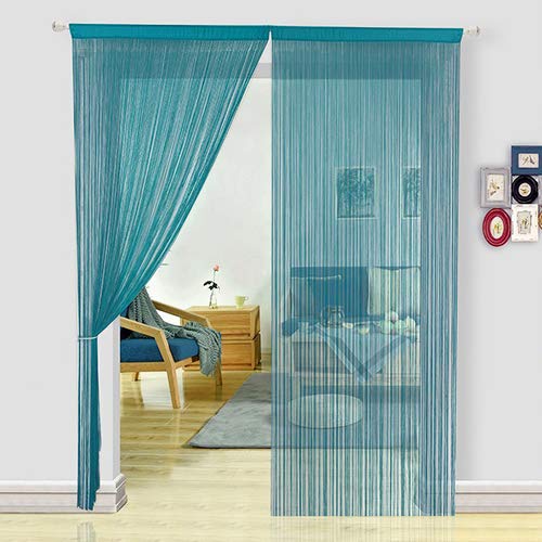 String Curtains for Living Room Kitchen Decor sheer curtains Teal Curtains Room Divide (100X200cm,Teal)