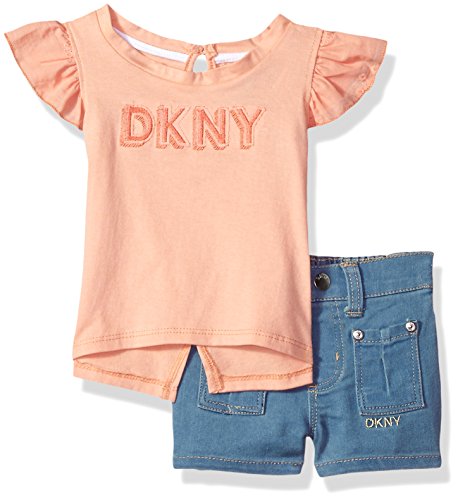 Dkny baby girls fashion top and short set, light wash-x…