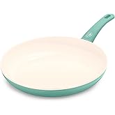 GreenLife Soft Grip Healthy Ceramic Nonstick 12" Frying Pan Skillet, PFAS-Free, Dishwasher Safe, Turquoise