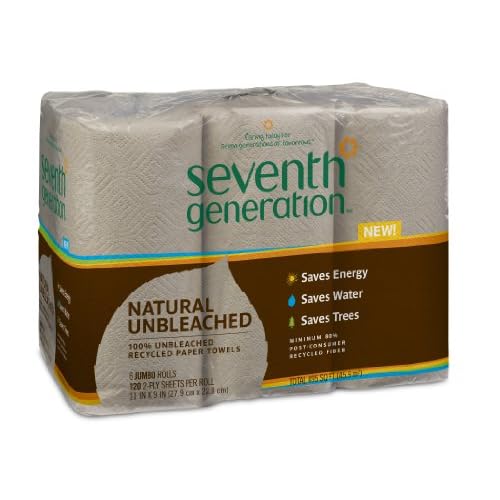 Seventh Generation Unbleached Paper Towels Roll, 6 Count (Pack of 4) image