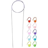 HARFINGTON Knitting Needles Size US 0(2mm) Circular Needle 26 Inch(65cm) Round Metal Stainless Steel Needle for Handmade Projects DIY Knitting