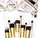 Qivange Makeup Brush Set, Kabuki Brush Set For Eyeshadow Concealer Cream Liquid Foundation with Portable Pouch(10pcs, White Gold) 