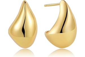 SLOONG Waterdrop Dangle Earrings Chunky Gold Stud Teardrop Earrings Lightweight 18K Gold Plated Earrings 925 Sterling Silver Earring Needles Hypoallergenic Jewelry for Women Girls