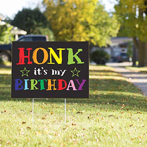 Vispronet-Honk-Its-My-Birthday-Yard-Sign--23in-x-17in-Weather-Resistant-Yard-Sign-with-Stake--OutdoorIndoor-Birthday-Decorations-and-Dcor
