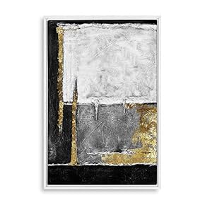 Framed Canvas Home Artwork Decoration Golden Abstract Art Canvas Wall Art for Living Room, Bedroom - 16x24 inches