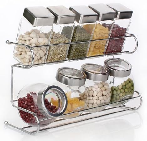 Amazon キレイに 収納 調味料 スパイス ラック 2段 9個 セット