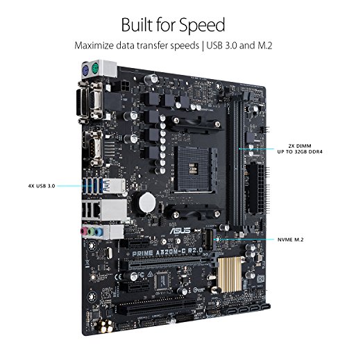 ASUS-PRIME-A320M-C-R20-AMD-Ryzen-AM4-DDR4-HDMI-DVI-D-VGA-M2-USB-30-Micro-ATX-A320-Motherboard