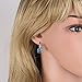 GULICX Girl's Aquamarine Color Blue Hoop Earrings Silver Tone Zircon Jewelry White Gold Electroplated