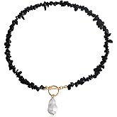 Bead Choker Necklace for Women Gold Toggle Clasp Baroque Pearl Pendant Adjustable Boho Statement Fashion Jewelry Accessory Beach Party Gift