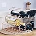 DCIGNA Metal Wine Rack Free Standing, Tabletop Gold Wine Rack, Countertop Wine Bottle Holder - Metal Brushed Gold and Geometric Design for Wine Cellar Bar Cabinet (Gold - 6 Bottles)