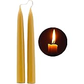 8 inch Natural Beeswax Taper Candles Set of 2, DEYBBY Smokeless and Dripless Beeswax Candles, 8Hrs Burn Time, Nontoxic