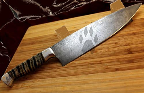 9 inch Chefs knife Damascus and Mammoth