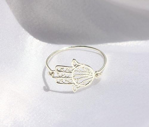 Sterling Silver Women's Vintage Filigree Hand of God Hamsa Ring (Sizes 4-14)