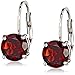 Amazon Essentials Garnet Leverback Earrings in Sterling Silver (7mm), (previously Amazon Collection)