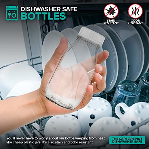 Glass Milk Bottles (2 Pack) 12Ounce Glass Milk Jars 6 Tamper Proof