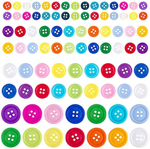 Biubee 1100 Pcs Assorted Dimension Combined Coloration Resin Buttons- 4 Holes Spherical Craft Buttons for Stitching, Scrapbooking, DIY Handmade Decorations