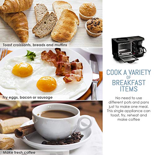 Elite Cuisine EBK-200B Maxi-Matic 3-in-1 Multifunction Breakfast Center, Black (Certified Refurbished)