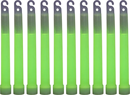 CampCo Humvee HMV-6GR10 6-inch Weatherproof Lightstick with 12-Hour Glow Time, Green, 10 Pack