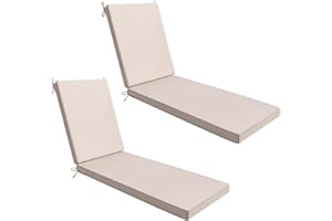 AAAAAcessories Outdoor Chaise Lounge Cushions, Waterproof, Fade-Resistant Patio Furniture Replacement Cushions, 80" x 26" x 3", Set of 2, Khaki Beige