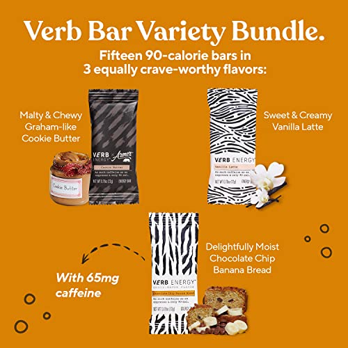 Verb Variety Pack 15 Caffeinated Energy Bars in 3 Flavors 90