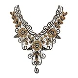 Qianle Flower Embroidery Lace Applique Neckline Collar Clothes DIY Patch,Golden