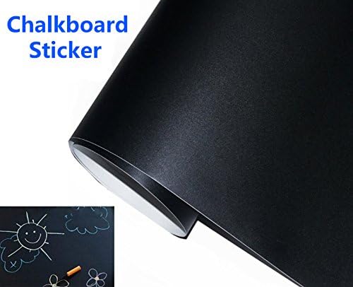 IFfree Chalkboard Sticker, DIY Vinyl Chalkboard Removable Blackboard Wall Sticker Decal with 5 Free Chalks for Home Office (17.7’’ x 78.7’’)