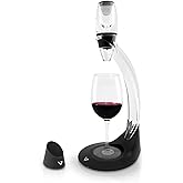 Vinturi Wine Aerator Deluxe Essential Red Wine Pourer and Decanter Tower Stand Set Easily and Conveniently Aerates Wine by the Bottle or Glass and Enhances Flavors with Smoother Finish, Black