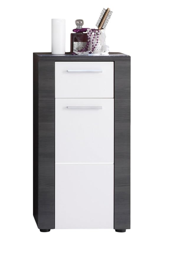 trendteam 131280110 Kommode Xpress mit Korpus und Frontblenden in Esche grau Nachbildung und Front in weiß Nachbildung, 40 x 