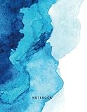 Notebook: Dot Grid Design Bullet Journal - Blue Ocean Watercolor - 150 Pages - Large (8.5 x 11 inches)