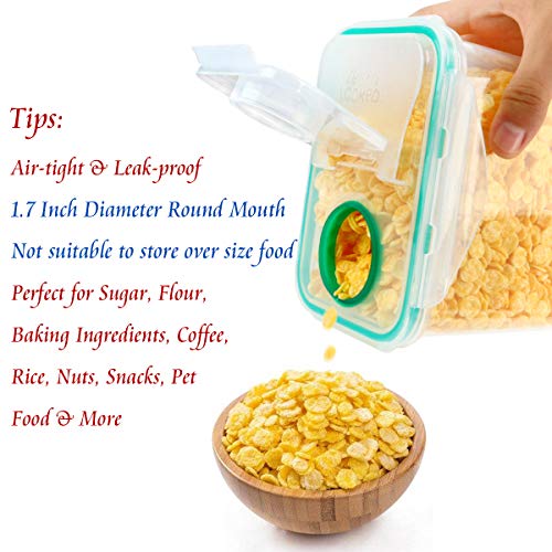 Cereal Container, VERONES Airtight Plastic Storage Containers Perfect for Food Storage Containers Kitchen Storage Containers (1.7 Inch Diameter Round Mouth Not for Big Cereal) 10 Pack