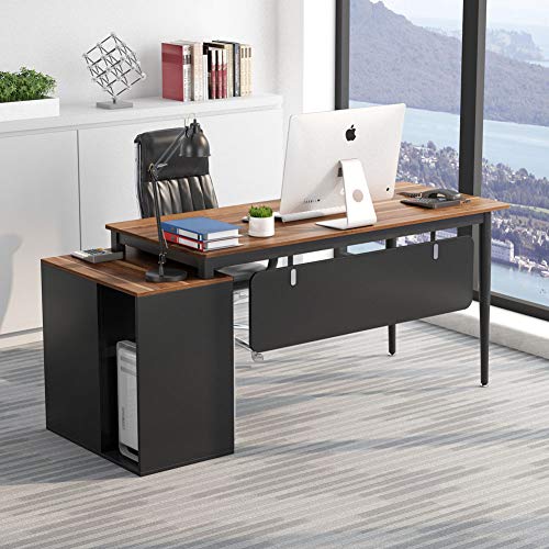 Tribesigns Computer Office Desk with Drawers, Modern 55 inch Large