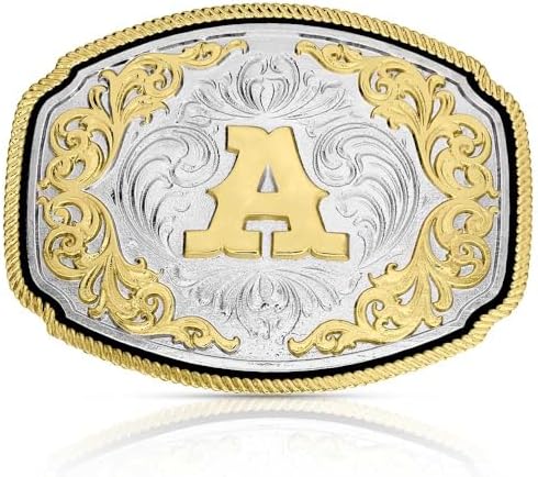 NEW MONTANA SILVERSMITHS men\'s classic western oval two tone initial belt buckle Montana Silversmiths Initial M Western Belt Buckle - Western  main image 4