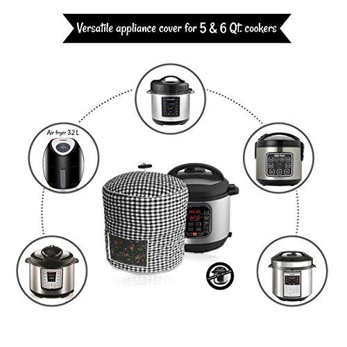 Pressure Cooker Cover - Custom Made Accessories - Fits 6 QT Instant Pot Models (Black and White Gingham) - Thumbnail 3