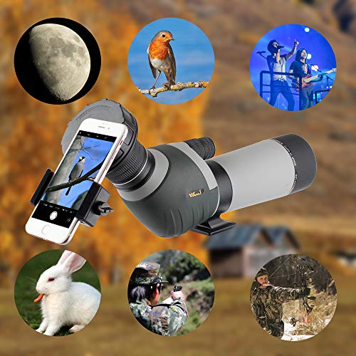 20-60x62 Zoom Waterproof Spotting Scope - HD 24mm BAK4 45-Degree Angled Big Eyepiece Dual Focus Telescope-Travel Scope with Smartphone Holder and Bag for Bird Watching Wildlife Target Shooting Hunting - Thumbnail 3