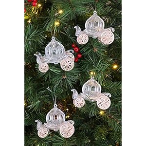 Christmas Concepts® 10 cm glitter versierde prinsessenkoetsdecoratie (ROSEGOLD, 4)