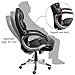 Furmax Ribbed Office Chair High Back PU Leather Executive Conference Chair Adjustable Swivel Chair with Arms (Black1)