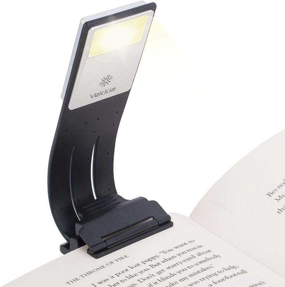 Vekkia Bookmark Book Light, Clip on Reading Lights for Books in Bed, Infinite Brightness Levels, Soft Light Easy for Eyes, Built-in USB Cable Easy Charge. Perfect for Avid Readers - - 